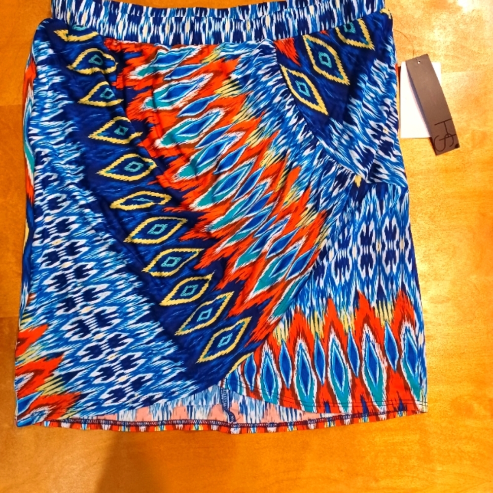 Patterned Heart and Soul Mini skirt- blue and orange- Medium- New with tags
